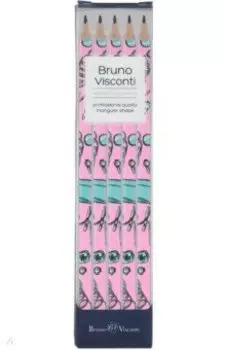 Набор карандашей чернографитовых HappyGraphix. Life Style. Pink Dream, НВ, 5 штук