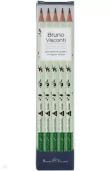 Набор карандашей чернографитовых HappyGraphix. Панды, НВ, 5 штук