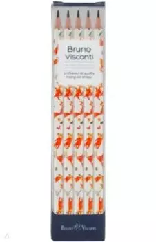 Набор карандашей чернографитовых HappyGraphix. Сказочный лис, НВ, 5 штук