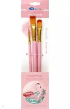 Набор кистей, 3 штуки, №2, 12, 10, плоские, синтетика