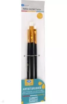 Набор кистей, 3 штуки, синтетика