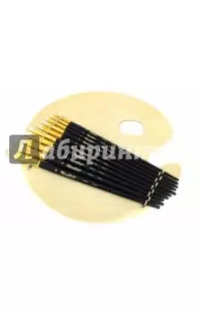 Набор кистей №42 с палитрой (10 штук, щетина, плоские)