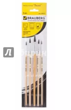 Набор кистей, белка, 5 штук