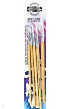 Набор кистей круглых из синтетического волокна №2, №4, №6, №8, №10, 5 штук