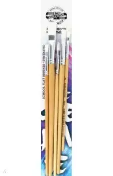 Набор кистей плоских из синтетического волокна №2, №4, №6, №10, №14, 5 штук