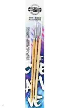 Набор кистей плоских из синтетического волокна №2, №4, №6, 3 штуки