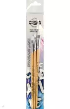 Набор кистей плоских из синтетического волокна №6, №8, №10, 3 штуки