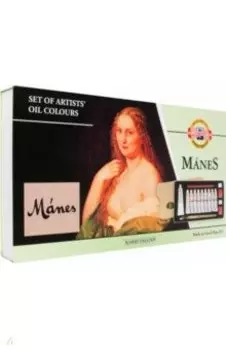 Набор красок масляных художественных Manes в тюбиках, 9 цветов + белила, с принадлежностями