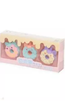 Набор ластиков-насадок Пончик mini, 3 штуки, в ассортименте