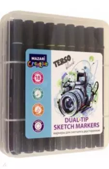 Набор маркеров для скетчинга TERSO BLACK, 18 цветов