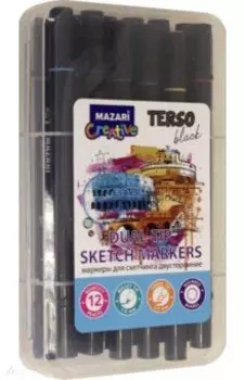Набор маркеров для скетчинга TERSO BLACK Pastel, 12 цветов