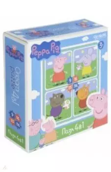 Набор пазлов 4 в 1 PeppaPig. На прогулке