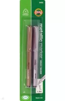 Набор перманентных маркеров 3402, 2 штуки, золотой, серебряный