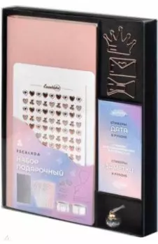 Набор подарочный (записная книжка +стикеры) ESCALADA,96 листов,А6+, розовый