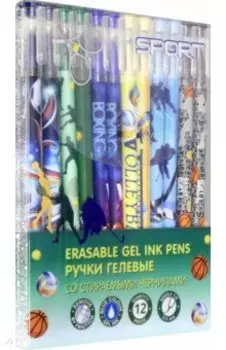 Набор ручек гелевых со стираемыми чернилами Sport, 12 штук, синие
