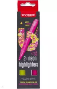 Набор текстовыделителей, 2 цвета, желтый, розовый