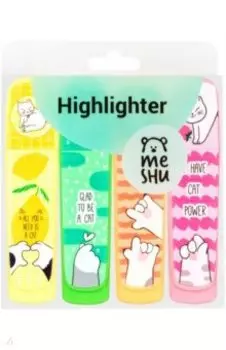 Набор текстовыделителей Cat s paw, неон, 4 цвета