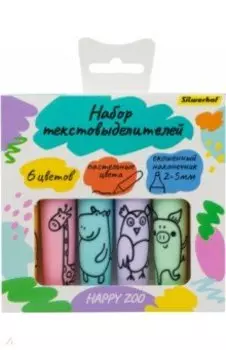 Набор текстовыделителей Happy Zoo, 6 цветов