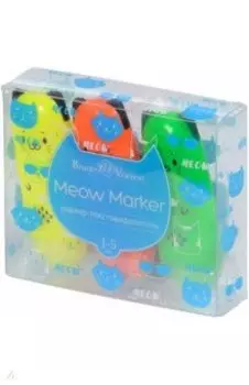 Набор текстовыделителей Meow Marker, 3 штуки, неоновый желтый, зеленый, оранжевый