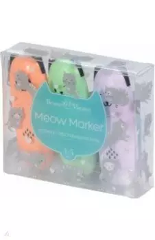 Набор текстовыделителей Meow Marker, 3 штуки, пастельный мятный, оранжевый, сиреневый