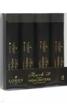 Набор текстовых маркеров, неон, 4 штуки