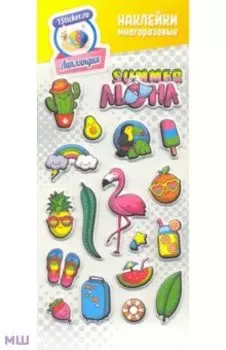 Набор зефирных наклеек "Цветы, радуга, фламинго"