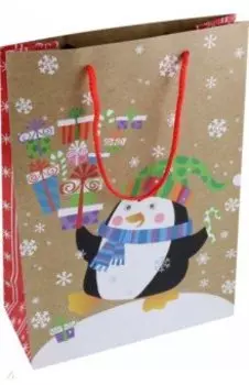 Пакет новогодний ламинированный, крафтовый