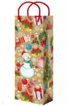 Пакет новогодний ламинированный, крафтовый