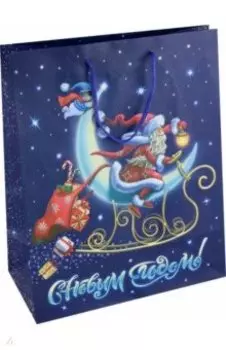 Пакет подарочный Дед мороз на Луне