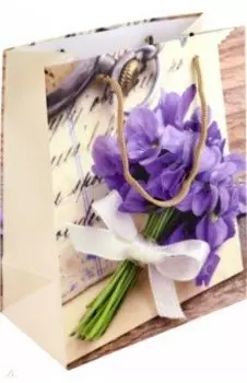 Пакет подарочный Фиалки, M