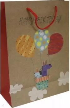 Пакет подарочный крафтовый Happy Birthday