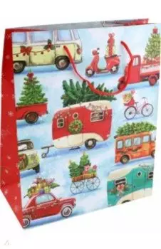 Пакет подарочный Машины с елками