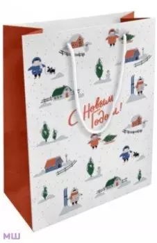 Пакет подарочный New Year, белый