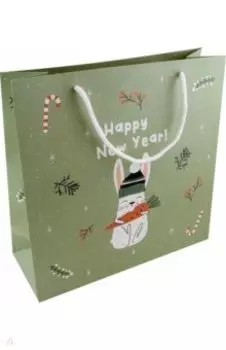 Пакет подарочный Rabbit, кролик на зеленом