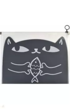 Папка для документов на гибкой молнии, с разделителем "Черный кот", А4 (53488)