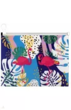 Папка для документов пластиковая, на гибкой молнии, А5 "Фламинго" (48295)