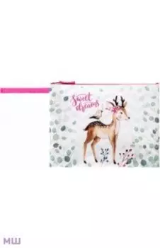 Папка для тетрадей А4 Brauberg "Deer", 1 отделение, ткань, молния, с ручкой
