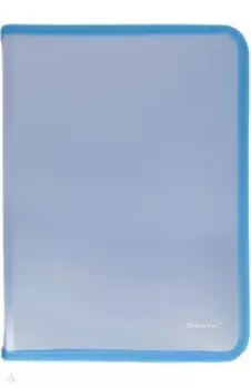 Папка для тетрадей пластик, на молнии, A4, голубой (67163)