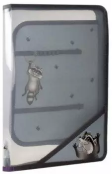 Папка для уроков труда "Еноты", пластиковая, А4, одно отделение