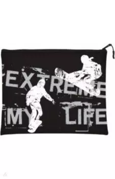 Папка Экстрим, на молнии черная, силиконовая, А5