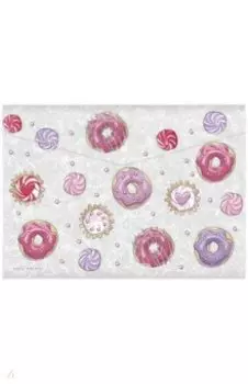 Папка-конверт на кнопке Пончики, А4