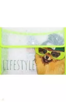 Папка-конверт на кнопке Псы на стиле. Шпиц, А4