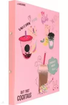 Папка на кольцах Unicorn Coctail, розовый, А4