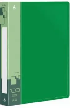 Папка с 100 прозрачными вкладышами, A4, зеленая