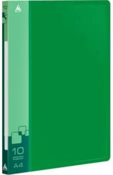 Папка с 10 прозрачными вкладышами, A4, зеленая