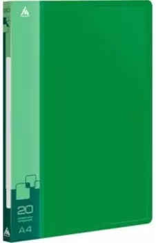 Папка с 20 прозрачными вкладышами, A4, зеленая