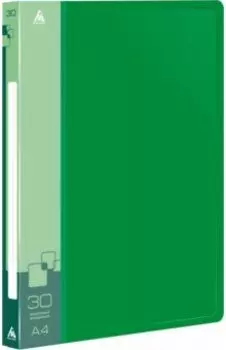 Папка с 30 прозрачными вкладышами, A4, зеленая