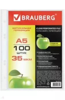 Папка-вкладыш с перфорацией, А5, 100 штук