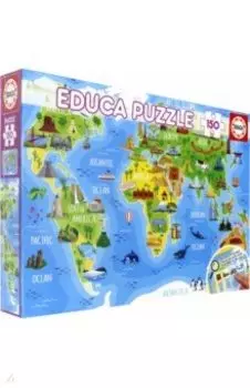 Пазл-150 Достопримечательности. Карта мира (18116)