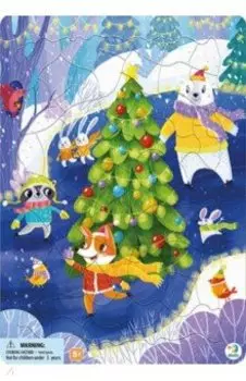 Пазл в рамке. Зверята на коньках